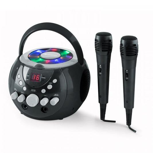 Lecteur SingSing Karaoké CD CD+G Portable Effets LED+ 2 Micros Pour Enfants - Noir