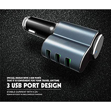 Écouteur Bluetooth Mains Libres Sans Fil + Allume Cigare avec 3 Ports USB