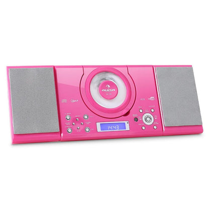 Lecteur MP3 CD USB Auna MC-120 Chaine Stéréo Hi-Fi - Pink
