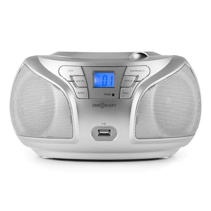 Groovie SL WH Boombox Bluetooth Lecteur CD/UKW/AUX/MP3 Silver