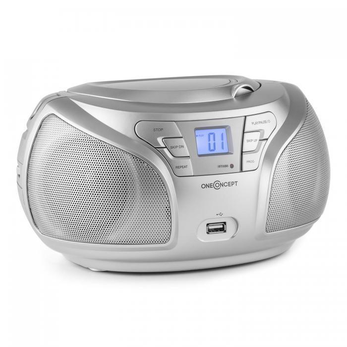 Groovie SL WH Boombox Bluetooth Lecteur CD/UKW/AUX/MP3 Silver