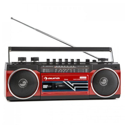 Duke Radio Cassette Rétro Boombox USB MP3 SD Bluetooth Tuner FM Rouge - Rouge