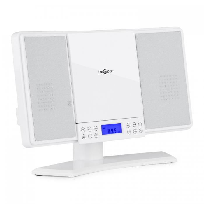 Lecteur CD MP3 OneConcept V14 Mini Chaîne Hi-Fi Stereo Tuner Radio FM AUX - White