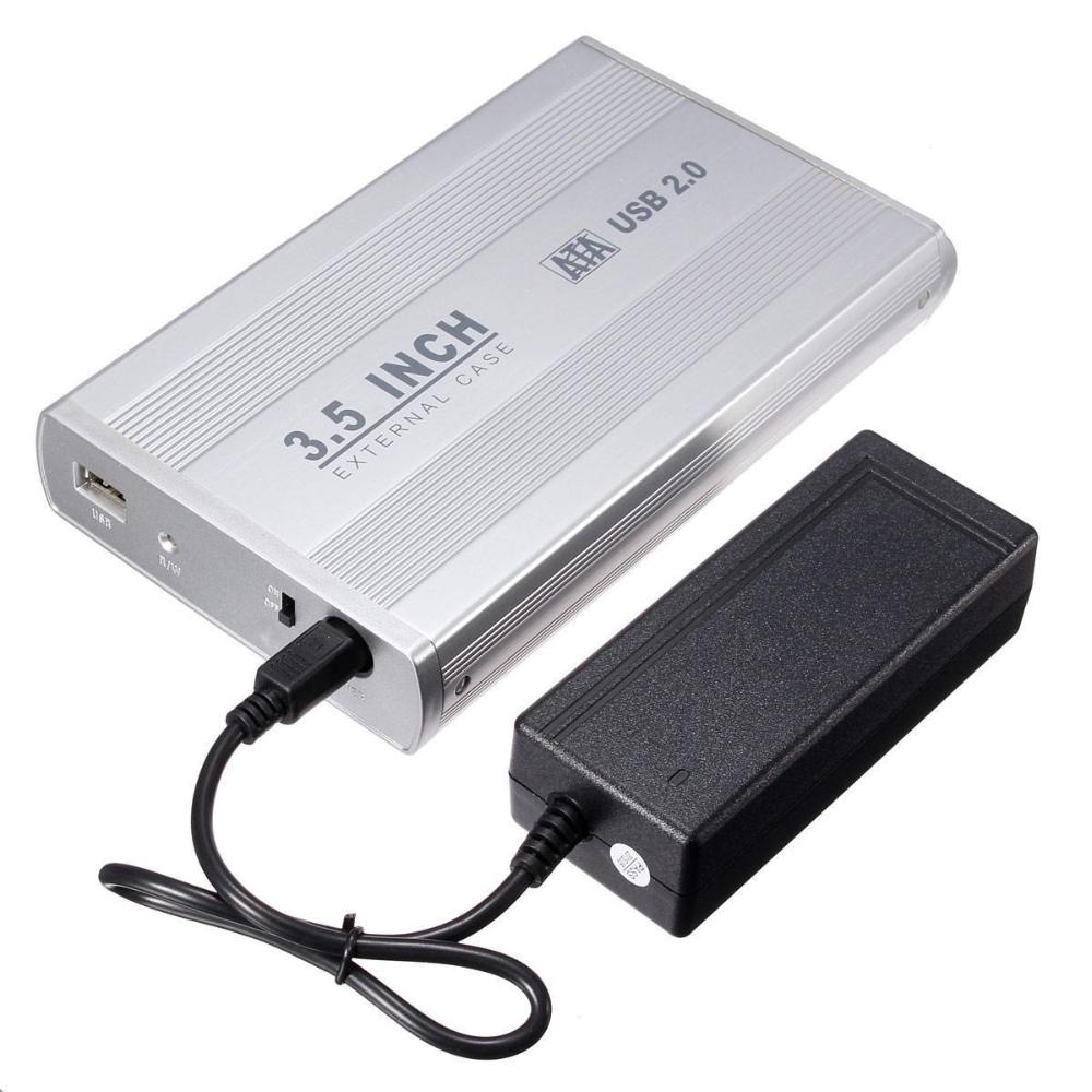 Boîtier pour Disque Dur Externe USB 2.0 SATA HDD 3,5'' + Adaptateur d'alimentation