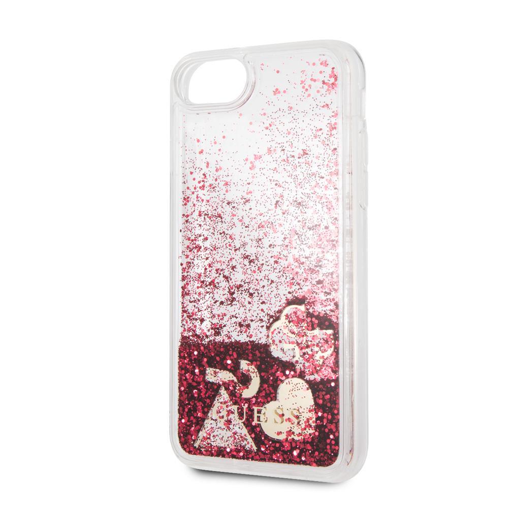 Coque étui GUESS Rigide Framboise Glitter Hearts pour iPhone 8/7/6S - Red