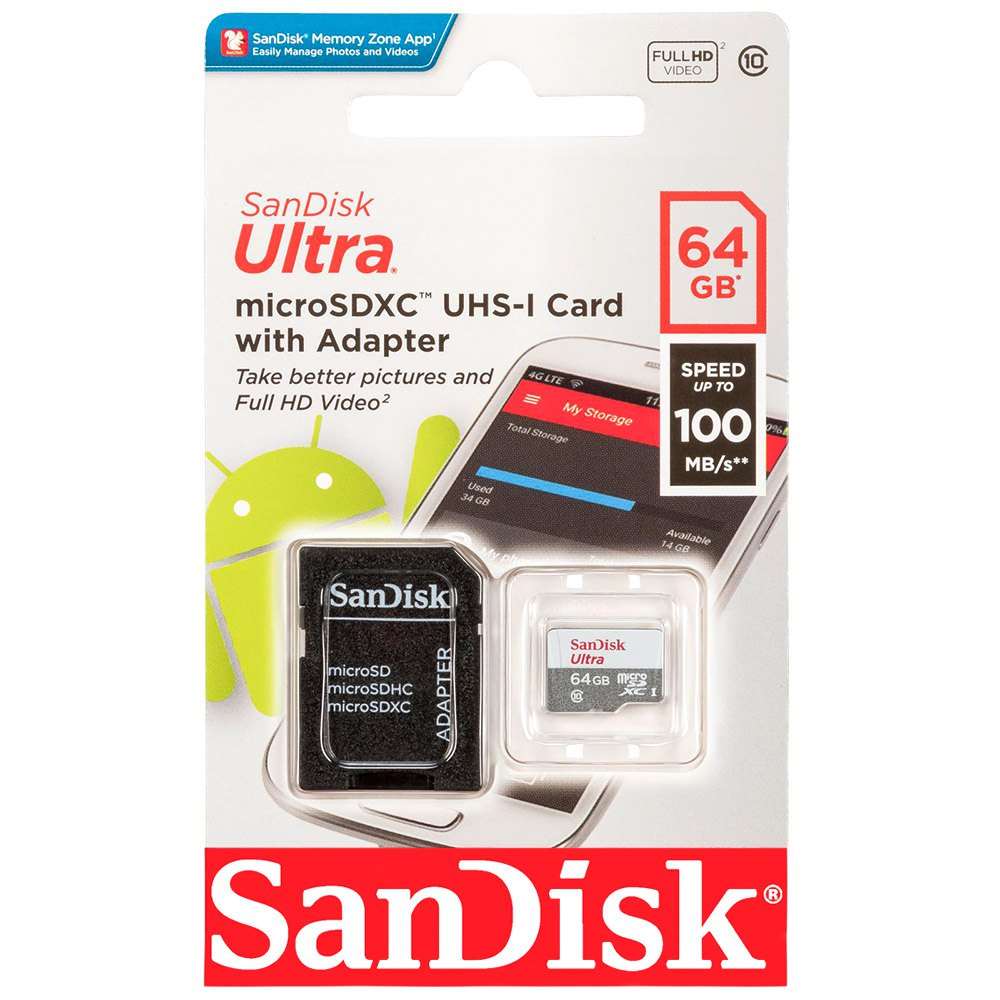 Carte Mémoire Micro SDXC - 64GB - Sandisk